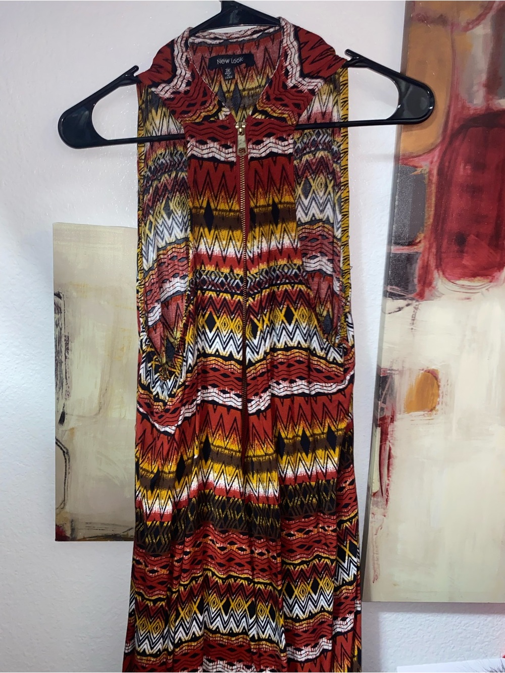 New Look Women's Zigzag Print Shirt - Red, Yellow & Black